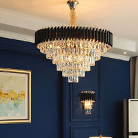 Lustre moderne de luxe en cristal à LED, grand modèle suspendu, 15 verres dorés, 80 cm, éclairage intérieur moderne, télécommande 360°