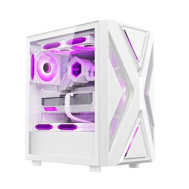 Ruix P30 Micro Gaming Computer Case With Glass Side Panel Psu Position Bottom Supports 3.0 USB Mesh Front & Audio Ports White