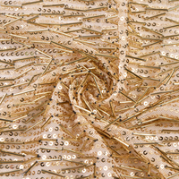 Tissu en tulle scintillant à motif rayé or rose élégant avec broderie de sequins pour robe de mariée, de soirée ou toile de fond