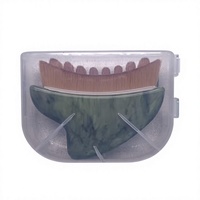 Pinceaux de contour lymphatique et ensemble Gua Sha en jade 2-en-1, outils faciaux en jade pour le drainage lymphatique