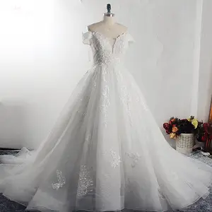 RSW1526 الكورية يتوهم فستان عروس قبالة الكتف الدانتيل مطرز الزفاف اللباس زي العرائس