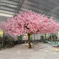 Arbre de cerisier artificiel rose de 9 pieds (3-5m) rouge et blanc, fausse fleur murale, arbre artificiel Sakura