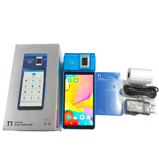 Mobile Android 11 4G Handheld PDA Barcode Scanner Smart POS Terminal with Fingerprint Reader and Built-in Thermal Printer