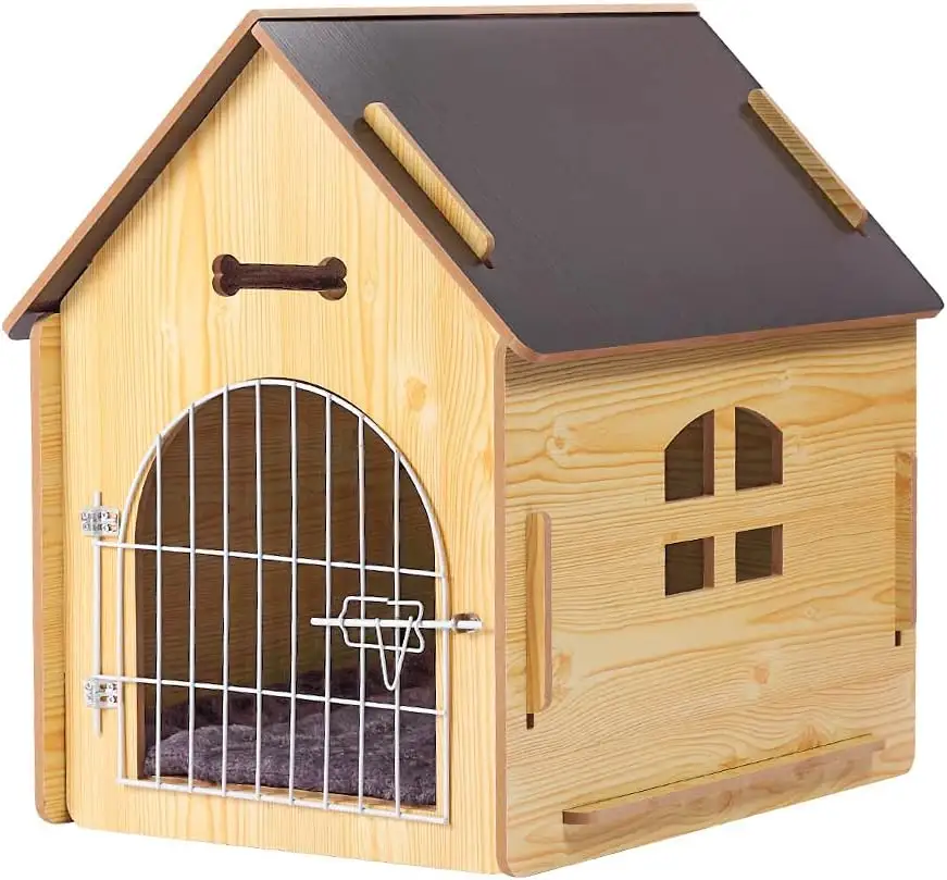 Casa per animali domestici in legno con tetto adatto per uso interno ed esterno facile da montare gabbie per cani traspiranti