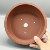 Pot à bonsaï Yixing rond non verni avec clou de fixation