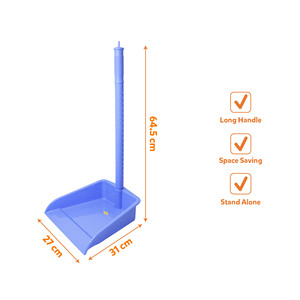 Ensemble balayette et pelle à poussière en plastique avec long manche en plastique, étanche, léger, portable, poils en nylon pour le nettoyage des sols de salle de bain - Product Image 1