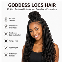 Extensions de dreadlocks Goddess Locs en cheveux indiens 4C, texturées vierges, crochets entrelacés, double trame, micro-liens, anti-emmêlement