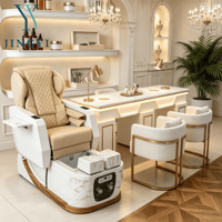 Fauteuils de pédicure de luxe JingYi Beauty Salon, fauteuil de pédicure réglable et ensemble table de manucure, fauteuils de bain de pieds avec massage