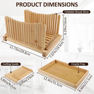 Plateau à miettes multifonctionnel écologique et recyclable, guide de découpe de pain à épaisseur réglable, guide de découpe de pain <span class=keywords><strong>maison</strong></span> pliable en bambou - Product Image 2