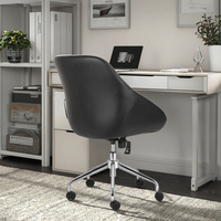 Chaise de bureau pivotante de style moderne et luxueux, dossier haut en cuir PU, avec structure en bois courbé, accoudoirs réglables