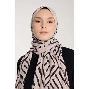 <b>Black</b> V-Shape Stone Pattern <b>Scarf</b> with Pure Tone Traditional Muslim Clothing Accessory - Product Image 3