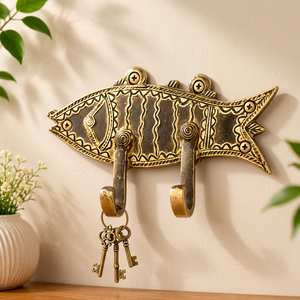 AK Brass Fish Design Antique Brass Finish Metal Wall <b>Hook</b> <b>Decorative</b> Double <b>Coat</b> Hanger Home Decor - Product Image 2