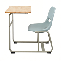 Meubles scolaires modernes et peu encombrants, ensemble bureau-chaise intégré avec tiroir, structure métallique renforcée pour utilisation en bibliothèque universitaire