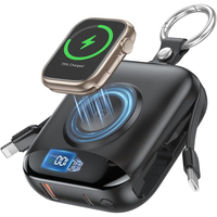 Mini Cargador Portátil Ultra Delgado de 10000mAh con Llavero, Cables Integrados, Carga Rápida para Teléfonos IOS y Android, Relojes Inteligentes