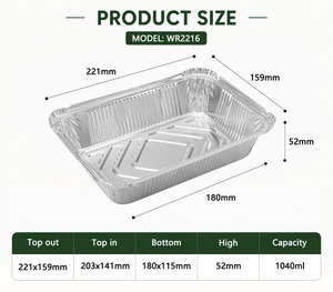 Barquette en aluminium <span class=keywords><strong>jetable</strong></span> de 2,25 lb (8,5x6 pouces) pour la livraison de repas aux restaurants américains, emballage de viande pour barbecue, plateau argenté - Product Image 4