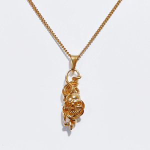 Colar estilo crânio retrô, de aço inoxidável, 18k, banhado a ouro, coroa, crânio, joias para homens - Product Image 2