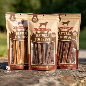 Bolsa de 300g para envasar snacks para mascotas, impresa a medida, con cierre de cremallera, ventana y lámina de aluminio a prueba de humedad, OEM. - Product Image 5