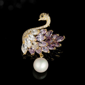 Muyu Swan Brooch Zinc Alloy Claw Setting Women's Party Animal Corsage Jewelry Accessory - Product Image 2