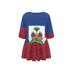 T-shirt ample et décontracté pour <span class=keywords><strong>femme</strong></span>, imprimé drapeau d'Haïti, manches courtes, style <span class=keywords><strong>tunique</strong></span> mignon, idéal pour l'été - Product Image 5