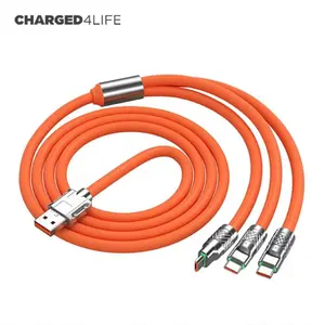 도매상 120W 고속 충전 USB 케이블 충전 코드 범용 다중 포트 긴 충전 케이블 USB C 멀티 3 in 1 케이블