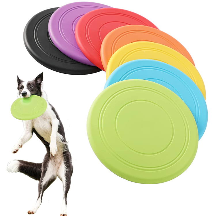 Soft Silicone Dog Flying Disc Puppy Flying Disc Toy Floating Saucer Rubber Flyer Toy Rapid Response Training Interactive Toys