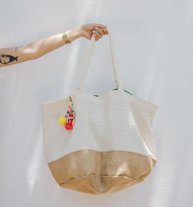 Woven Cotton Hobo Beach Bag Mexican Shoulder Bag Tote Bag Rope Handle