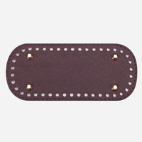 Kit de couture DIY pour sac tissé à la main Hyuna, matériau durable et tendance, plaque de fond ovale en cuir PU à motif croisé 18x8cm, vente en gros