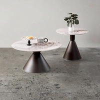 Table console ronde de style nordique en métal robuste et durable avec dessus en pierre frittée petite table basse pour bureau à domicile