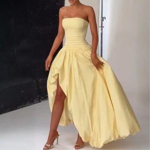 Abiti senza spalline con orlo plissettato gonfio da donna <span class=keywords><strong>estate</strong></span> Sexy senza maniche Modulare abiti sottili da sera eleganti abiti lunghi - Product Image 3