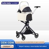 Chariot de voyage pour animaux de compagnie en métal personnalisé en usine, poussette pour chat et chien, capacité de 15 kg, léger, pliable, détachable, chariot de sortie pour animaux de compagnie