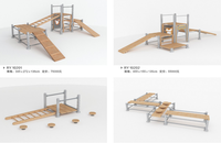 Mainan Panjat Anak Bentuk Geometris Edukatif Montessori dari Kayu, Peralatan Bermain Indoor Outdoor, Aksesoris, Grosir