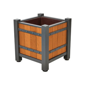 Planteur moderne en <span class=keywords><strong>bois</strong></span> Arlau naturel, grand pot de fleurs carré pour l'extérieur - Product Image 4