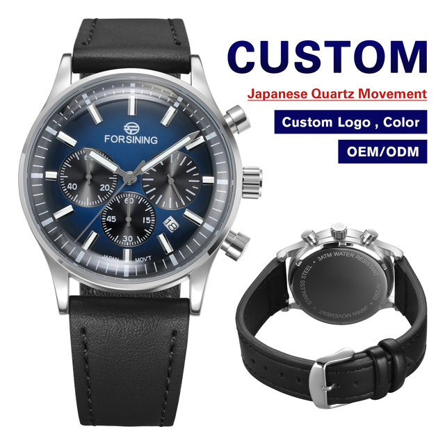 Forsining Design Three-eye Chronograph Date Display Sports Luminous Fashionable Charm Luxury Men's Japan Movement Quartz Watch