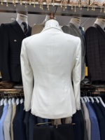Ensemble de costume moderne minimaliste grande taille respirant pour homme, 2 pièces : veste à simple boutonnage et pantalon droit, en coton et polyester