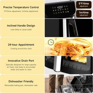 Wholesale Customizable 8L Stainless Steel Smart <b>Air</b> <b>Fryer</b> Touchscreen Control Non-Stick Surface Overheat Household - Product Image 4