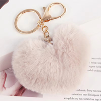 Nouveau porte-clés en peluche cœur avec pompon léopard pour femme, pendentif pour sacs et clés de voiture