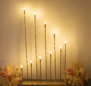 Forniture nuziali 10 teste Stand casa candelabro in metallo oro tavolo centrotavola passerella pilastro per decorazione fase di nozze