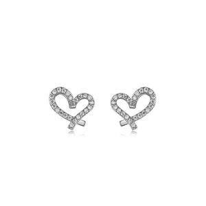 Boucles d'oreilles en or blanc avec diamants en forme de cœur pour femme, style romantique pour tous les jours, diamants naturels couleur G, clous de style 18K - Product Image 4