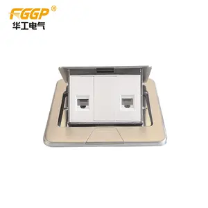 Chão de tomada elétrica pop-up, aço inoxidável, caixa de saída de chão montado com rj45 cat6
