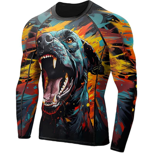 Camisa Rash Guard para hombre con mangas largas, tela transpirable no transparente para BJJ para entrenamiento - Product Image 4