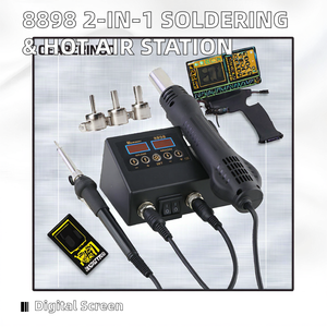 8898 2-in-1 Alat Solder dan Hot Air Gun Digital dengan Layar, Stasiun Solder untuk Pengelasan, Perbaikan, dan Rework Ponsel, BGA, SMD, PCB, IC - Product Image 2