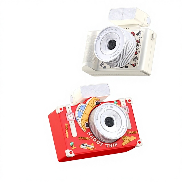 Little Yellow Duck Cartoon CCD Digital Camera Dual Camera Selfie Available Campus Entry-Level Mirrorless Retro Portable 2.4"