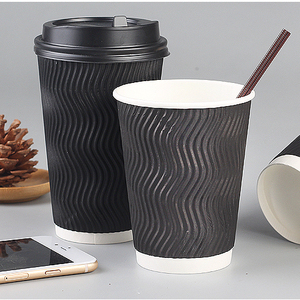 ถ้วยกระดาษกาแฟพร้อมฝาปิดลายริ้วคลื่นสองชั้นขนาด6ออนซ์8ออนซ์9ออนซ์10ออนซ์14ออนซ์16ออนซ์แบบทิ้งได้ตามต้องการ - Product Image 3