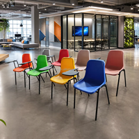 Chaise de formation avec tablette d'écriture et panier, chaise d'école en plastique pour salle de classe universitaire, salle de conférence, mobilier éducatif