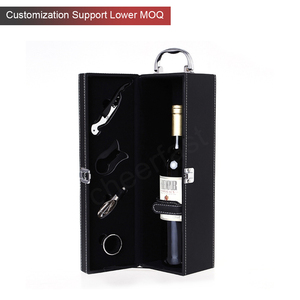Cheerfast Nhà Máy Bán Buôn Handmade Wine Carrier Trường Hợp Du Lịch Hộp Và 4 Cái Rượu Vang Phụ Kiện Rượu Vang Đỏ Duy Nhất Chai Hộp Quà Tặng - Product Image 4
