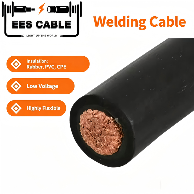 High Conductivity Pure Copper Welding Cable 16mm-120mm Industrial Grade 60A Rated 450V Low Voltage Highly Flexible