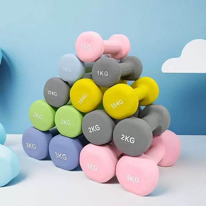High Quality Fitness Gym Equipment Rubber Hex Dumbbell Rubber Wholesale Round Rubber Dumbbell