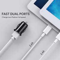 Mini chargeur de voiture double port 20W Adaptateur USB-A PD sans fil à charge rapide Adaptateur de prise allume-cigare électrique 2,4 A