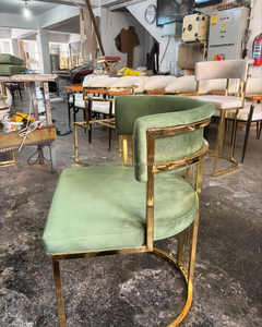 Chaise haute <span class=keywords><strong>de</strong></span> luxe en acier inoxydable doré, <span class=keywords><strong>tabouret</strong></span> <span class=keywords><strong>de</strong></span> <span class=keywords><strong>bar</strong></span> en velours pour hôtel, maison, pub, mariage - Product Image 6