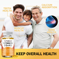 Complément alimentaire de haute qualité pour la santé des os et du cœur, vitamine D3 K2 MK7 en capsules molles, marque privée OEM